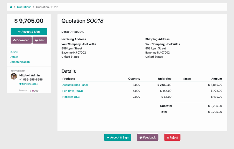 Odoo • Texte et Image